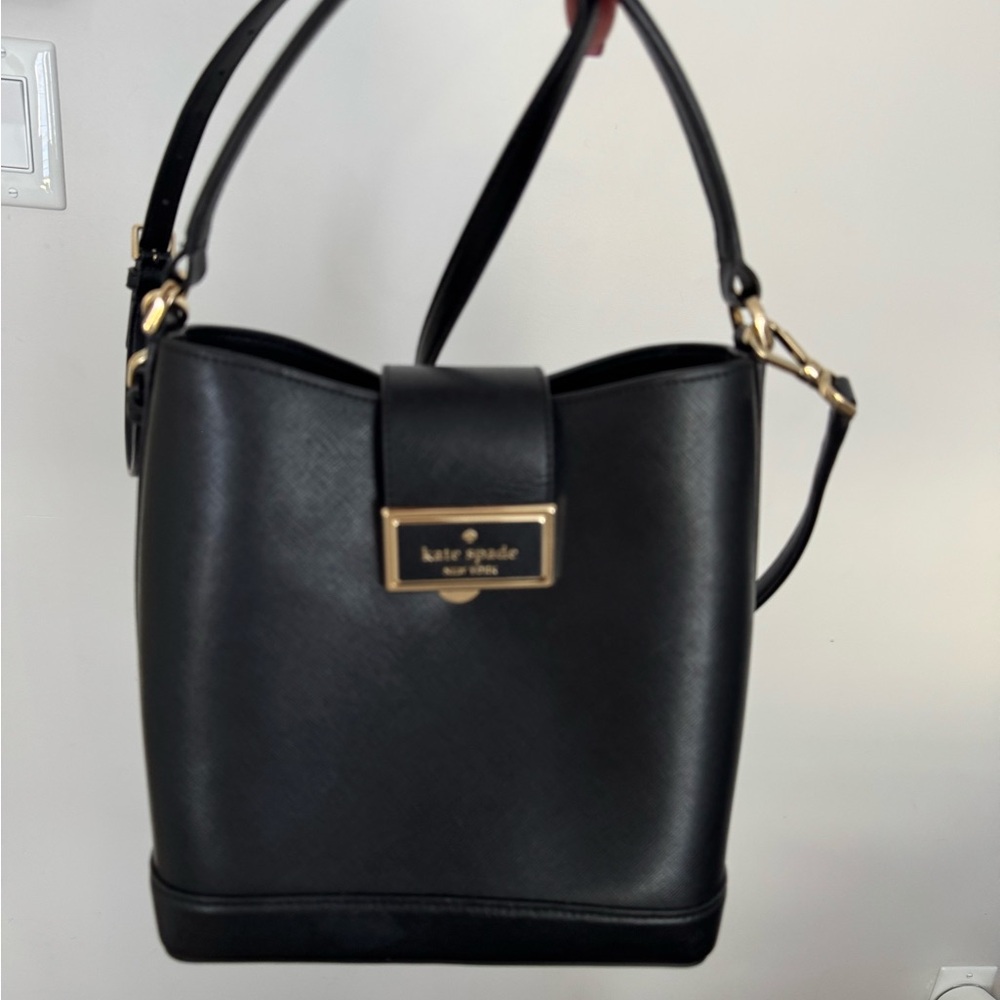 Kate Spade Black Leather Bucket Bag